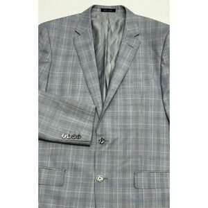 Tiglio Luxe Novello Merino Extra-Fine Super 150s Blue Glen Plaid Wool Blazer 44L